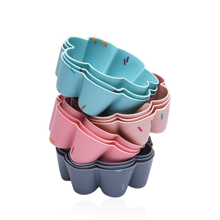 6PCS Reusable Silicone Cake Backing Mold Muffin Cups Cupcake Baking Tray for Home Backing