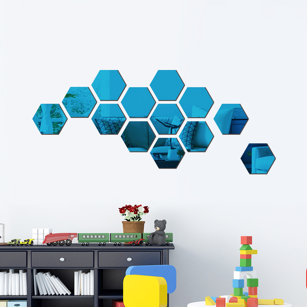 12PCS/Set Custom hexagonal Wall Mirror Home Sticker Acrylic Mirror Wall Sticker gold acrylic mirror home Decoration