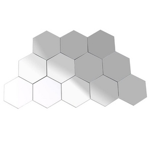 12PCS/Set decorative Acrylic Mirror Tile Wall Sticker hexagon Self Adhesive Room  Art Decor Stick On Mirrors UK