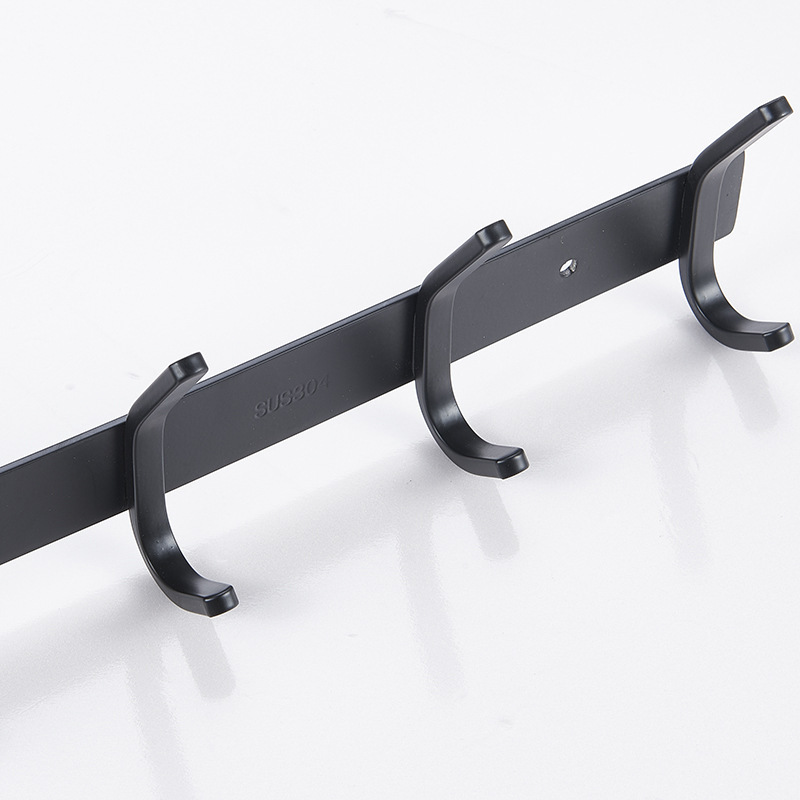 Black Stainless Steel Wall Mounted Coat Hooks Rack