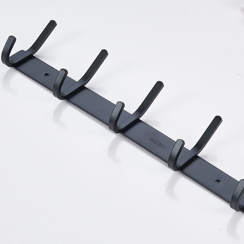 Black Stainless Steel Wall Mounted Coat Hooks Rack