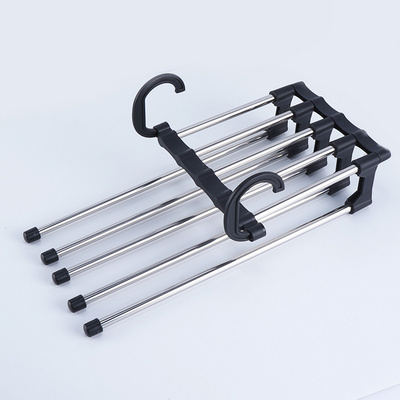 2023 Newest Fashion 5 in 1 Pant rack shelves Stainless Steel Clothes Hangers Multi-functional Wardrobe Hot Sale Magic Hanger