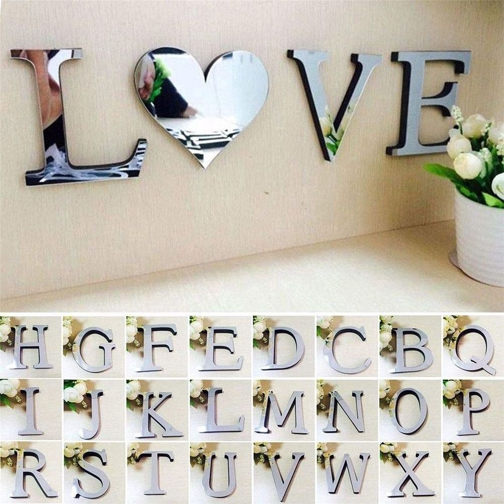 Home Wall Decor 10cm 3D Mirror Spell Letters Wall Stickers For Logo Name Alphabet Wedding Letters English Black/Gold/Silver