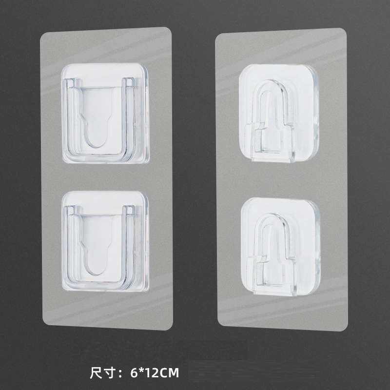 Vendors Double Row Socket Transparent Wall Sticky Hanger Hook Clear Adhesive Sticker Hook Wall Hanging