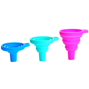 Kitchen Supplies Silicone Collapsible Folding Funnel Long Neck Oil Filter Powder Wine Water Grid Small Liquid Filling Funnels