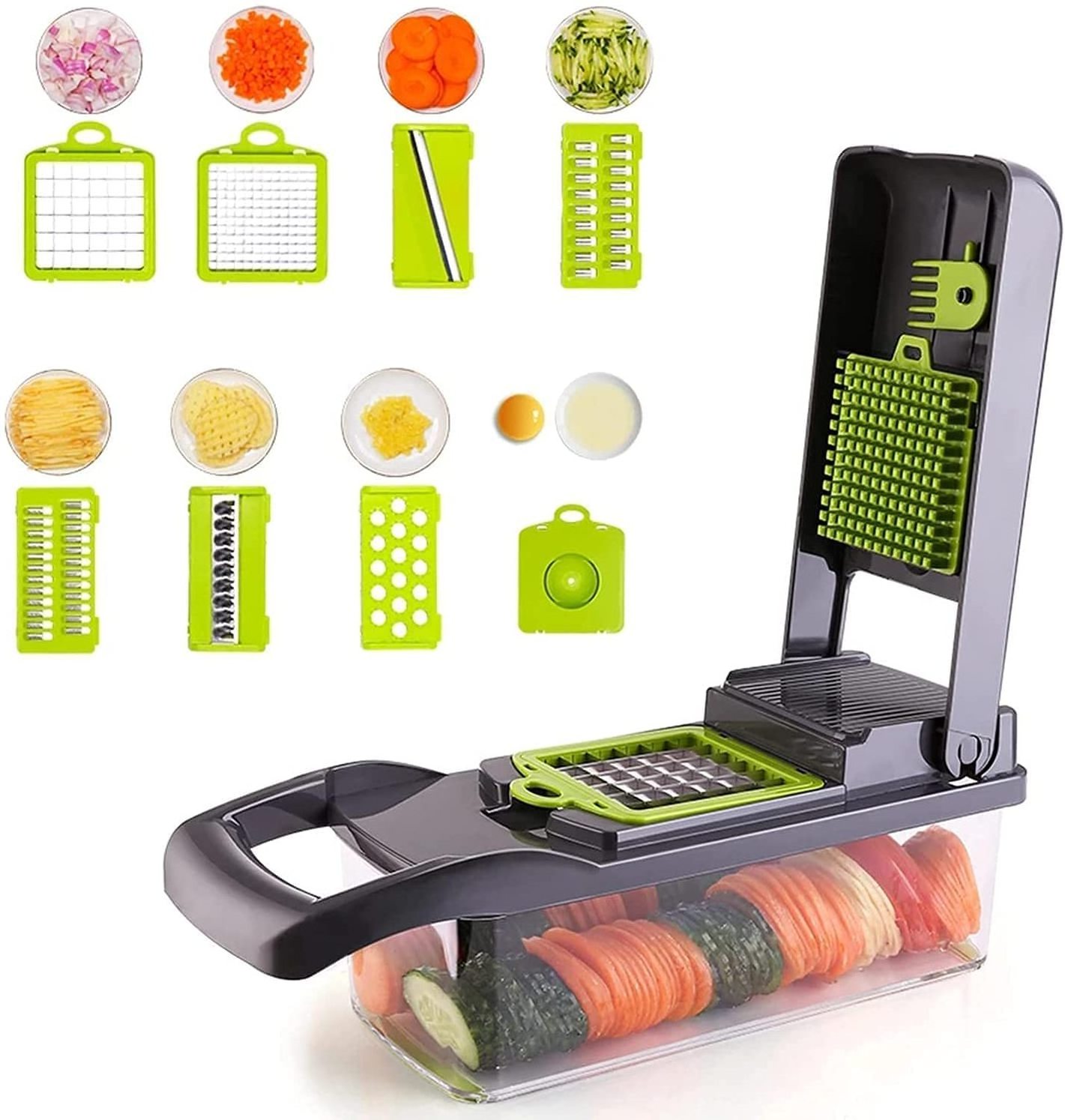 Amz hot selling Kitchen multi 12 In 1 manual mandoline fruit vegetable cutter onion dicer veggie slicer vegetable chopper