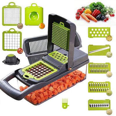 Amz hot selling Kitchen multi 12 In 1 manual mandoline fruit vegetable cutter onion dicer veggie slicer vegetable chopper