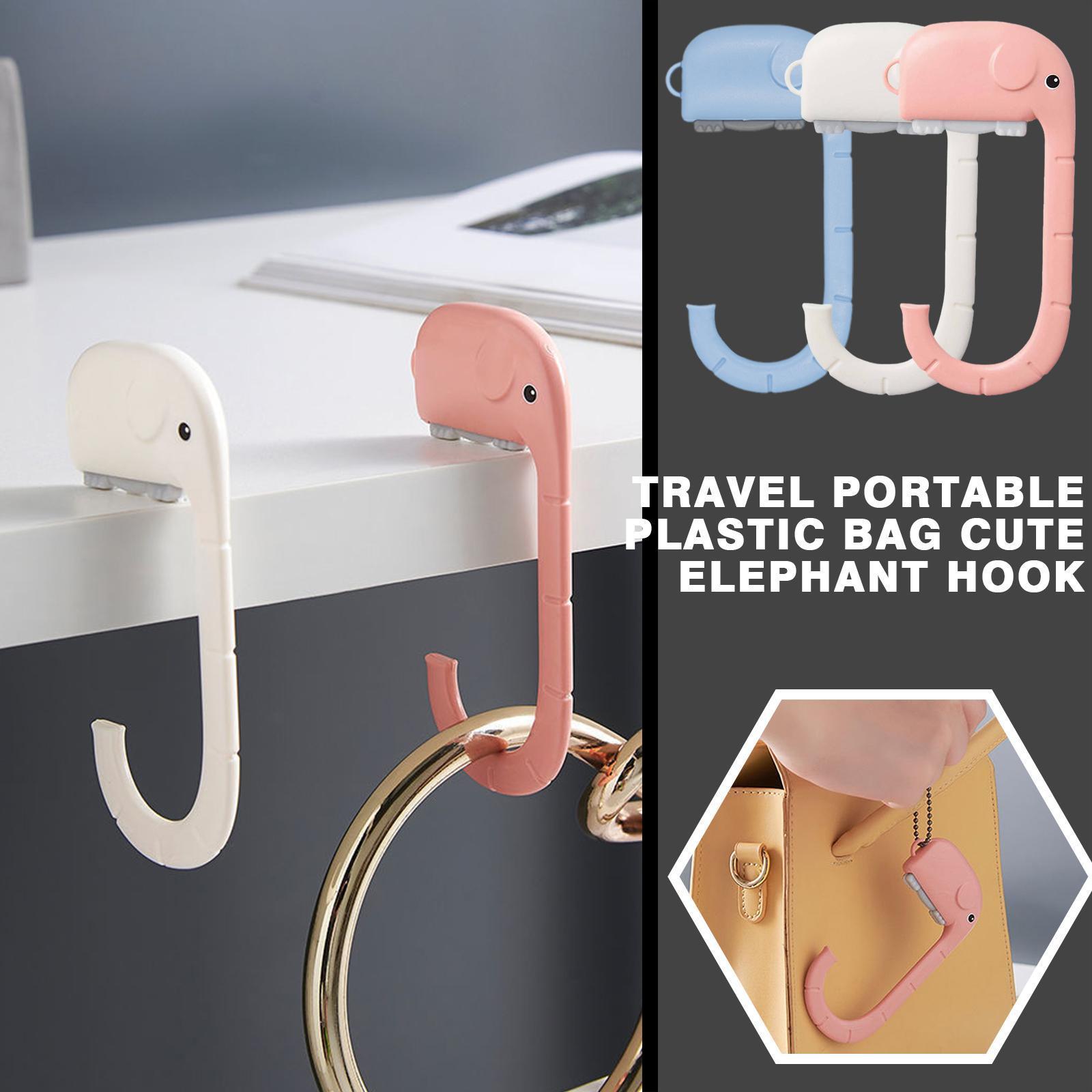 Travel Portable Plastic Cute Elephant Bag Hook for Hanging Decorative Table Purse Bag Hooks Wall Hanger Holder Handbag Hanger