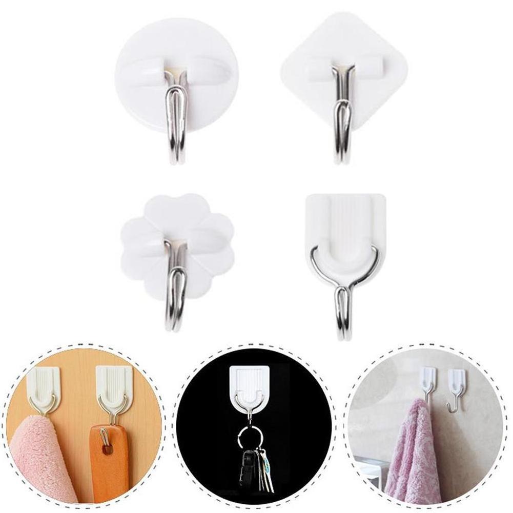 Small sticky hook wholesale round/square/U-shaped/flower-shaped Self-Adhesive Hook White Wall Hook Strong Adhesive Towel Nail