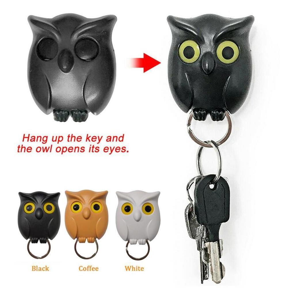 1 PCS Owl Night Wall Magnetic Key Holder Magnets Hold Keychain Key Hanger Hook Hanging Key Will Open Eyes Home Decoration