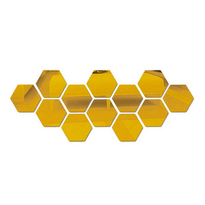 12PCS/Set Custom hexagonal Wall Mirror Home Sticker Acrylic Mirror Wall Sticker gold acrylic mirror home Decoration