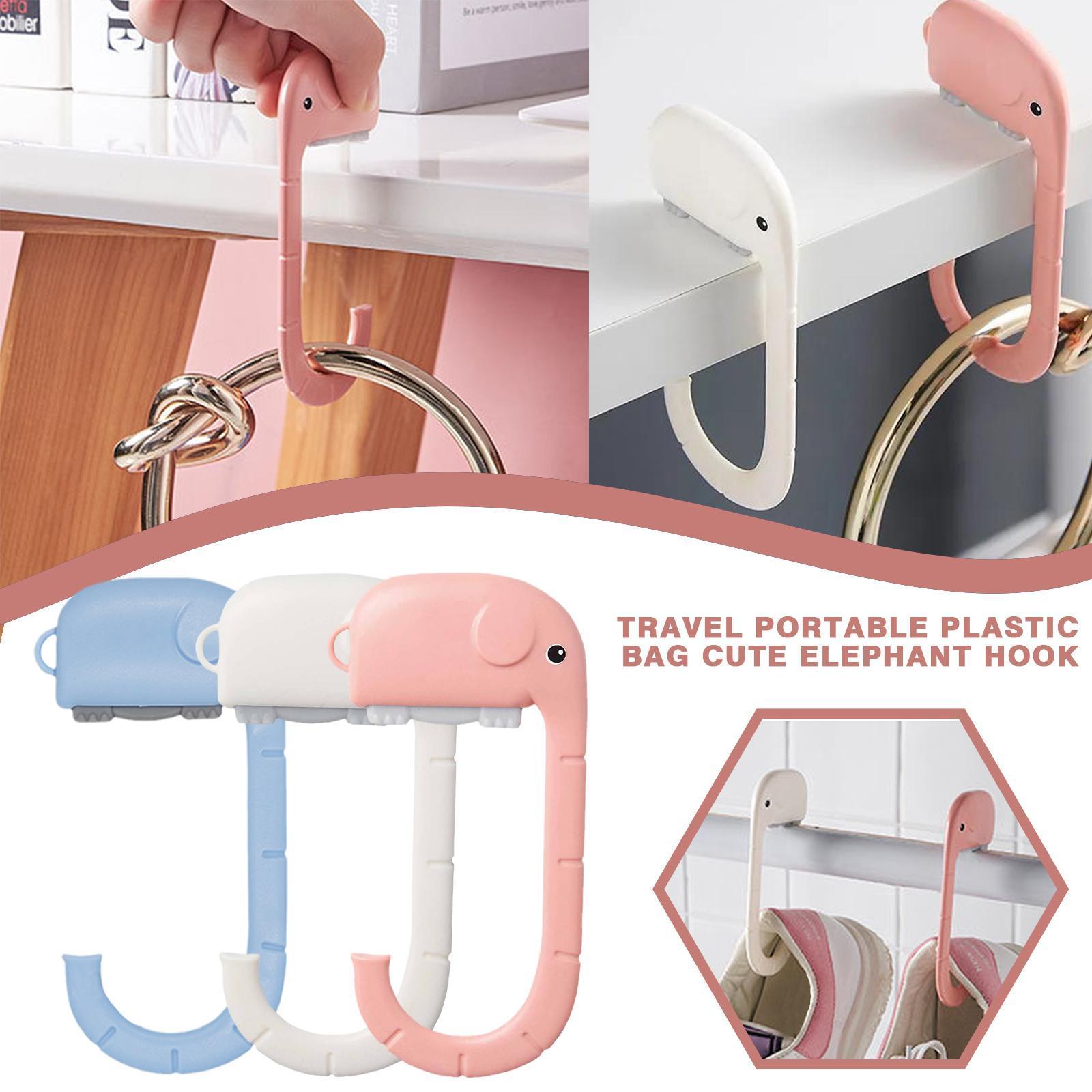 Travel Portable Plastic Cute Elephant Bag Hook for Hanging Decorative Table Purse Bag Hooks Wall Hanger Holder Handbag Hanger