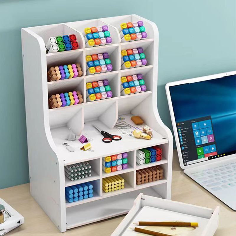 Multifunctional Student Desk Storage Box Painting Brush Stationery Shelves Office Organizer Home Pen Holder With Drawers