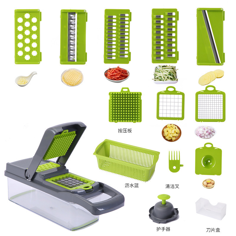 Hand Operated Held Manual 12 In 1 Vegetable Onion Dicer Food Slicer Mandoline Veggie Chopper Chopper Cutter