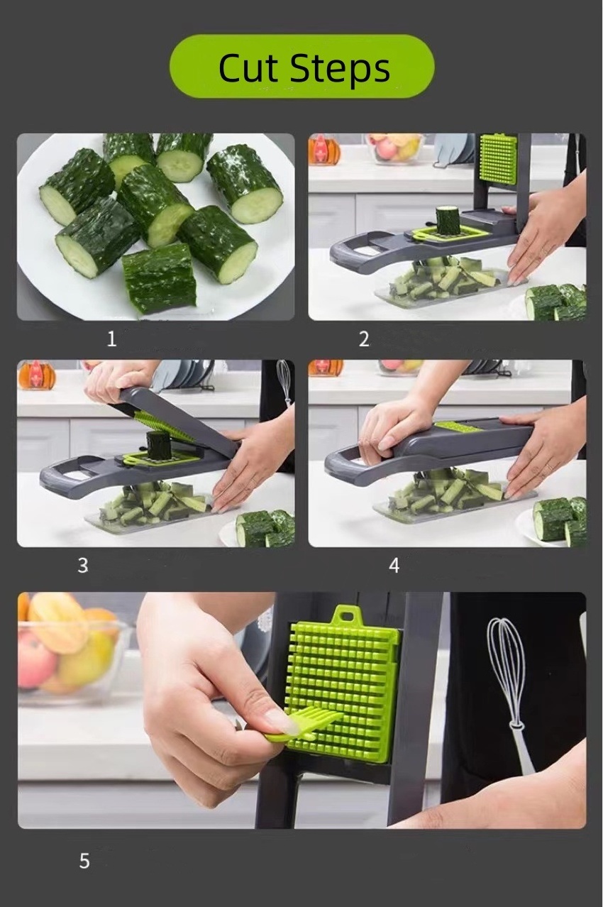 Hot Selling Kitchen Tools Multi 15 In 1 Manual Mandoline Fruit Vegetable Cutter Onion Dicer Veggie Slicer Vegetable Chopper