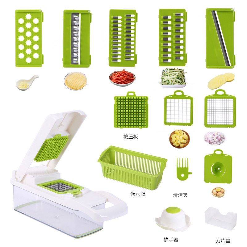 Hand Operated Held Manual 12 In 1 Vegetable Onion Dicer Food Slicer Mandoline Veggie Chopper Chopper Cutter