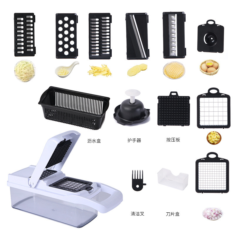 Hand Operated Held Manual 12 In 1 Vegetable Onion Dicer Food Slicer Mandoline Veggie Chopper Chopper Cutter