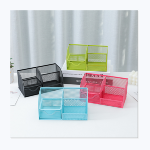 New Style Iron Stationery Organizer Desk Stationery Drawer Simple Grid Pen Holder Pencil Organizer Desktop Holder