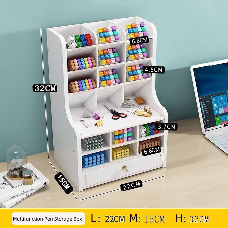 Multifunctional Student Desk Storage Box Painting Brush Stationery Shelves Office Organizer Home Pen Holder With Drawers