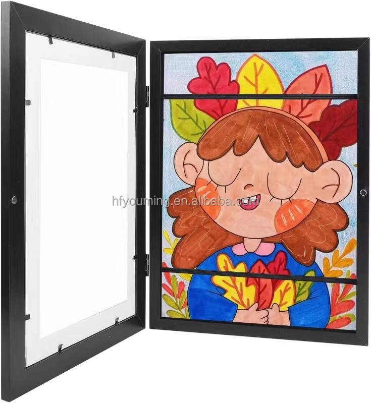 Magnetic Suction Kids Art Frames Artwork Picture Frames Changeable A3 A4 8.5x11 Front Opening Picture Frame for Children