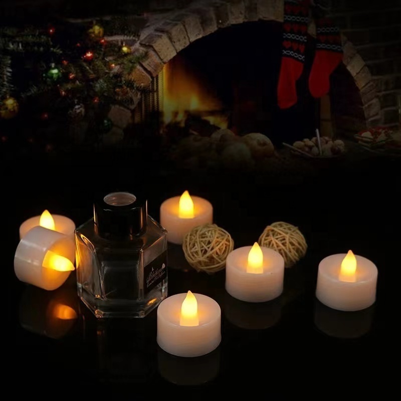 Nordic set of 24 3d real flame D1.4 H1.4 ivory battery operated flickering flameless led tealight flicker tea