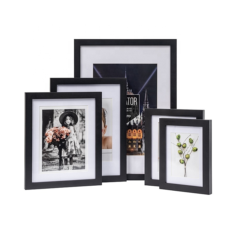 China Picture Frames Black White Wood Grain Bulk MDF Frames for 8x10, 5x7, 4x6 Photos Real Glass for Wall or Tabletop