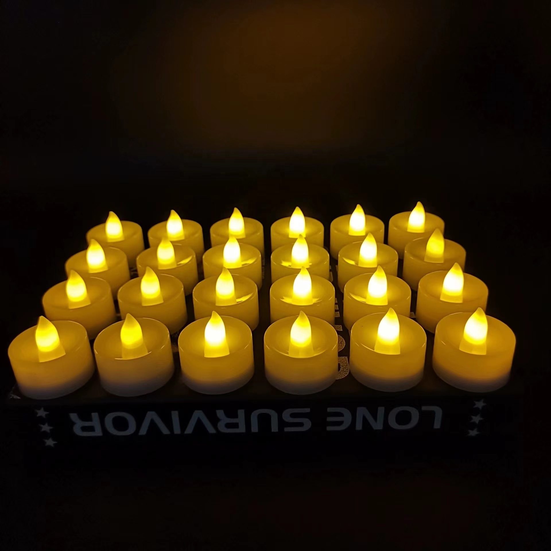 Nordic set of 24 3d real flame D1.4 H1.4 ivory battery operated flickering flameless led tealight flicker tea