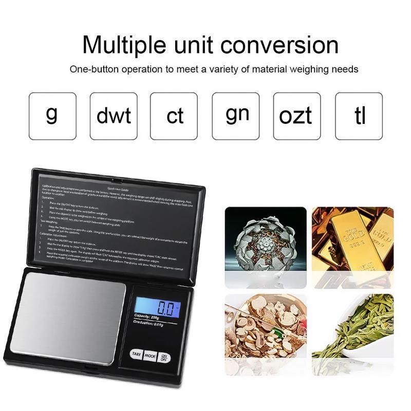 Wholesale price 100g 200g 500g 0.01g Stainless steel diamond scale measurement Mini digital Gold jewelry weighing pocket scale