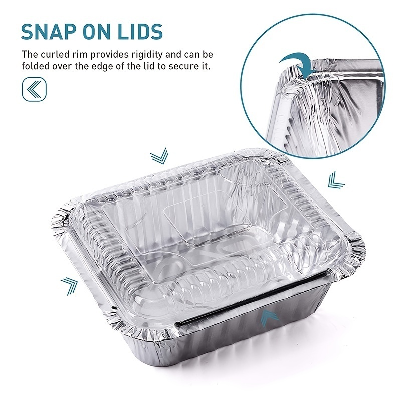 4900Ml Disposable Fast Food Plate Aluminum Foil Bbq Tray With Clear Lid