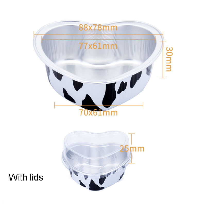 Aluminum Foil Baking Cup 100ml Heart Shape Cupcake Cup With Lid Disposable Muffin Liners Cake Wrapper Tray Case Cake Mold