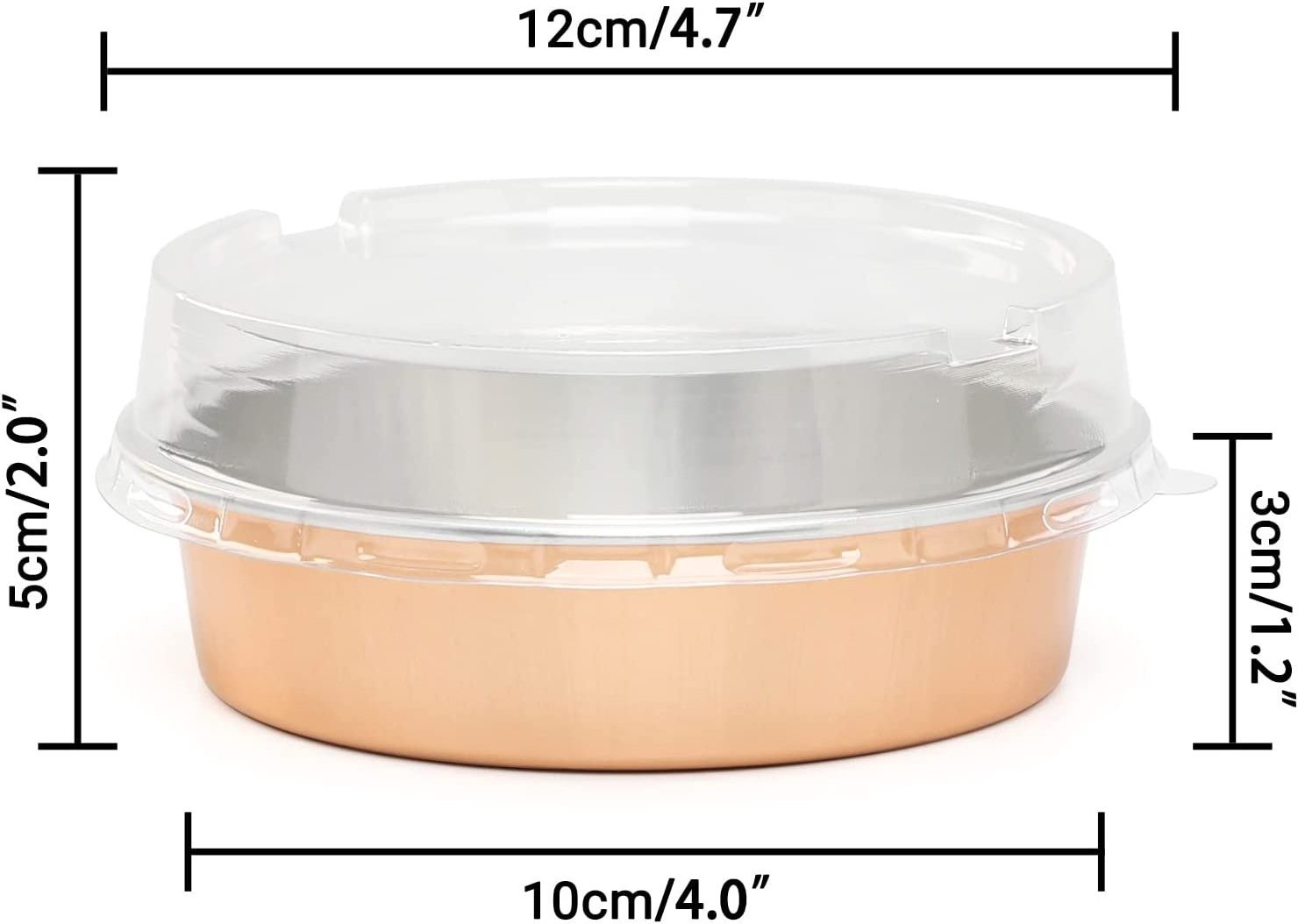 Mini Foil Tins Plates Baking Foil Pans with Lids, 4 Inch Disposable Mini Pie Tins Tart Pans 8 Oz Rose Gold Aluminum Pan