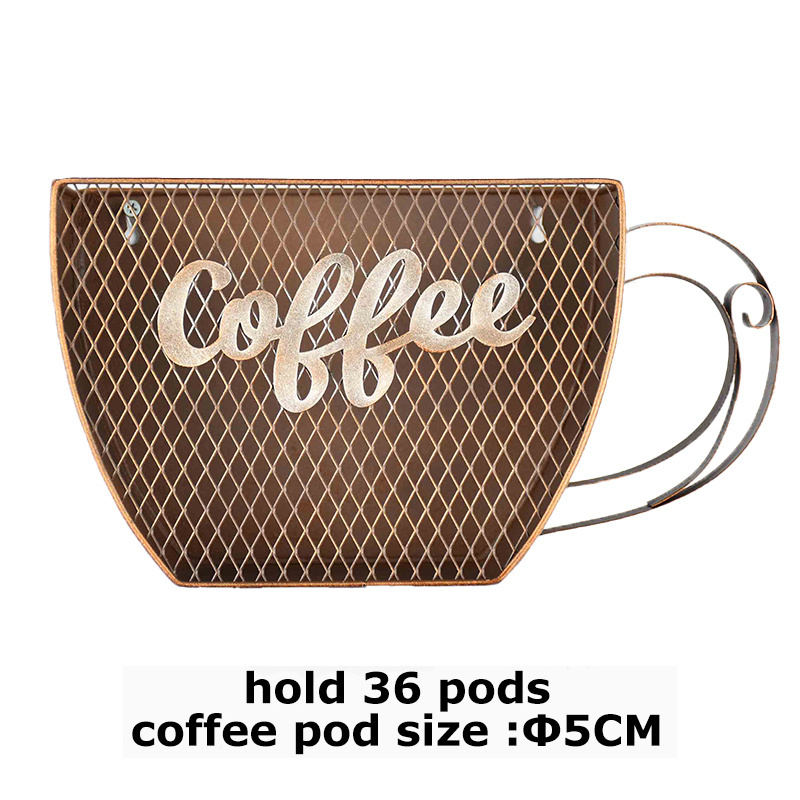 Hot Sale Metal Storage Coffee Cup Shape Holder Wall Decor Glass Hanger K-cup coffee Capsule Pod Holder