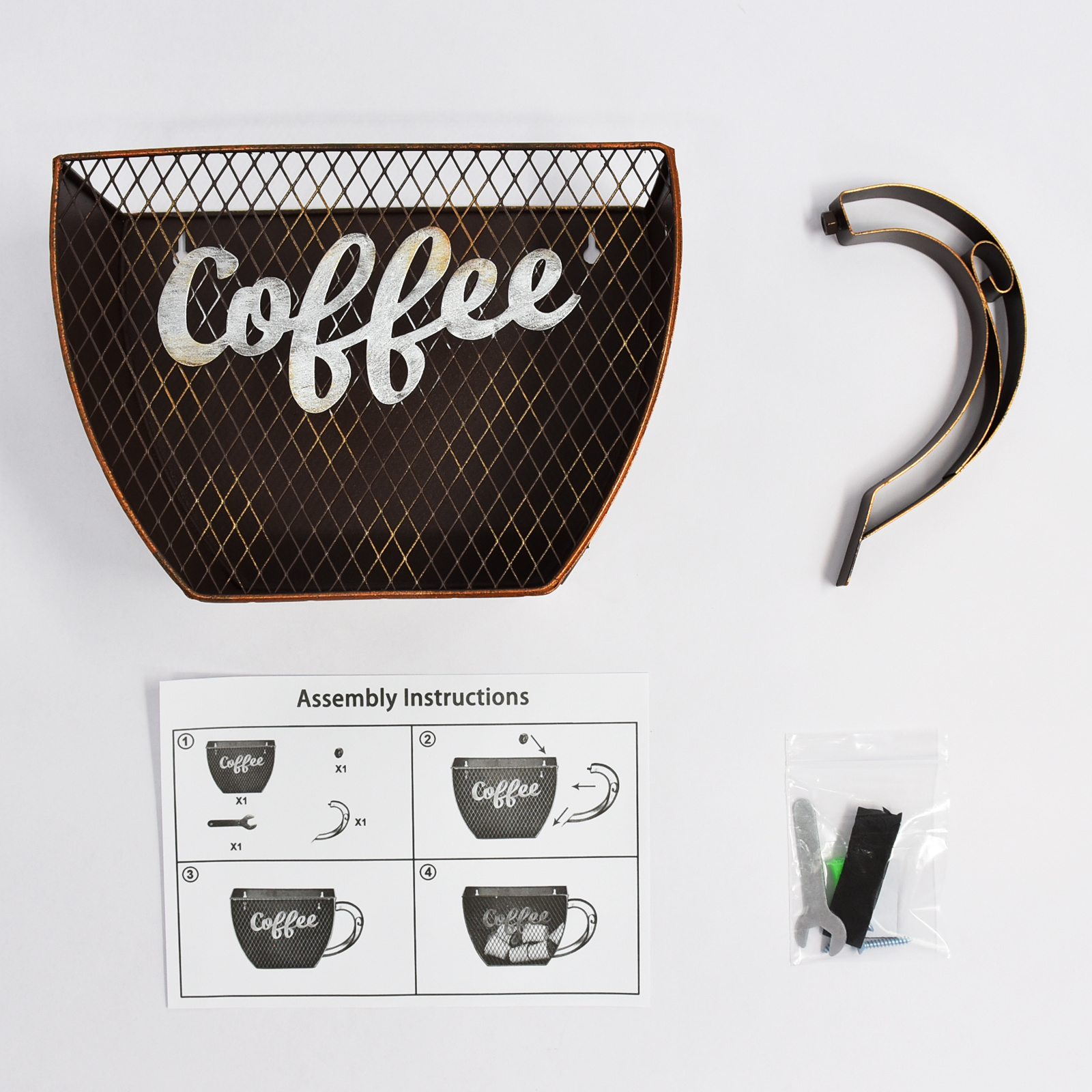 Hot Sale Metal Storage Coffee Cup Shape Holder Wall Decor Glass Hanger K-cup coffee Capsule Pod Holder