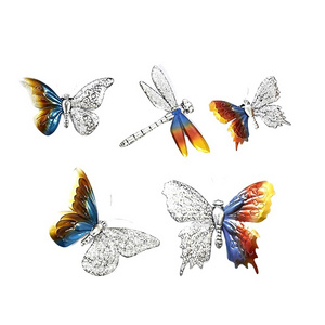 New Design Decorations Wall Hanging Metal Wall Art silver and colorful Metal Butterfly Dragonfly Wall Decor