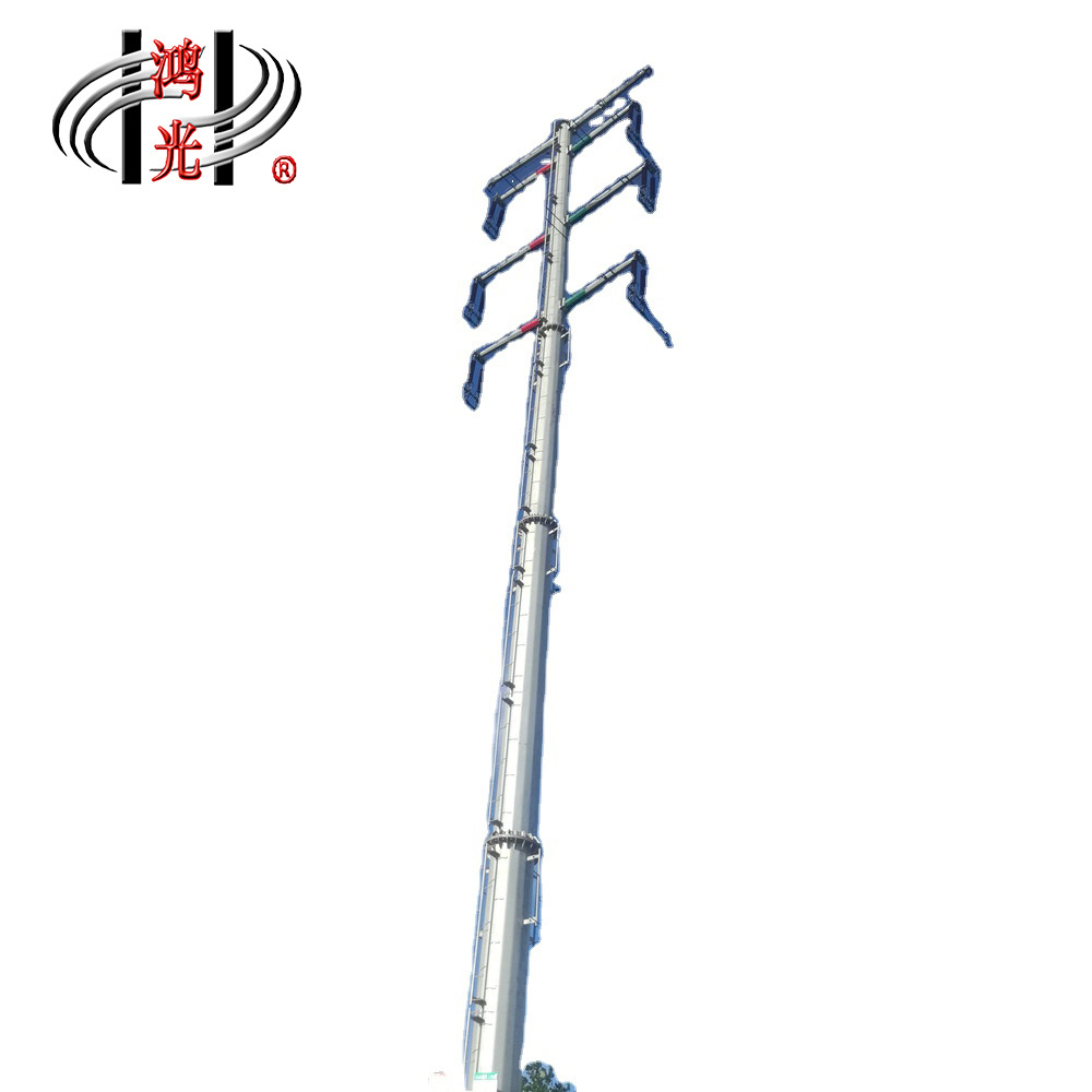 Hot galvanized steel power metal pole for transmission line Steel Electric Pole