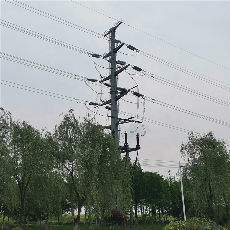 Polygon Hot Dip Galvanized Steel Pole , Steel Transmission Poles For Electrical Power Transmission Line