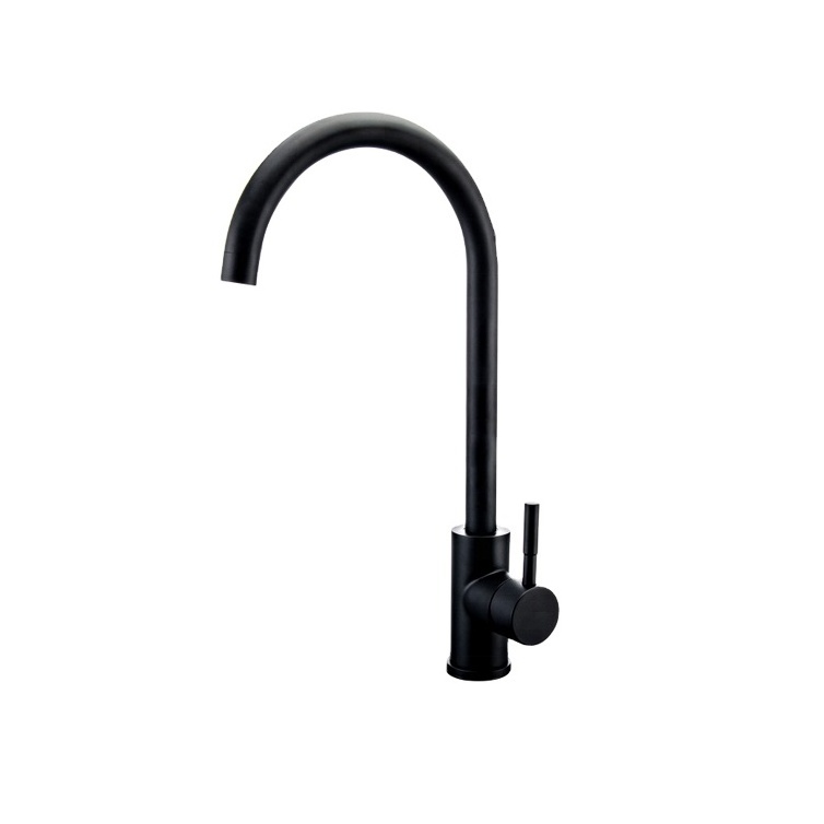 Hot Sale Matte Black Single Handle SUS304 Stainless Steel Kitchen Faucet With Nice C Shape Curvature