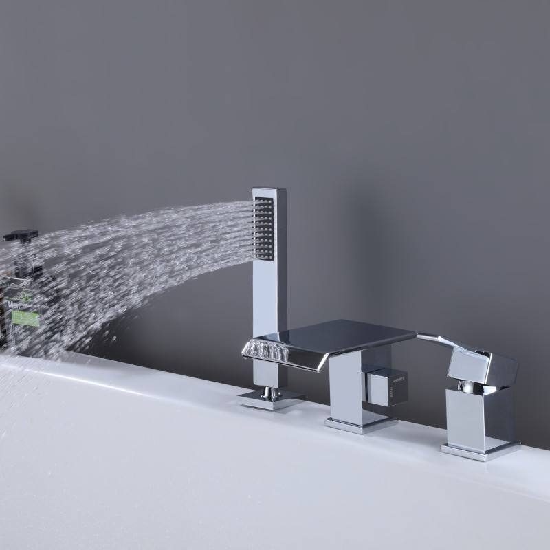 Polished chrome bathtub faucet brass dual handle waterfall bath faucet rain bathroom bathtub shower faucet