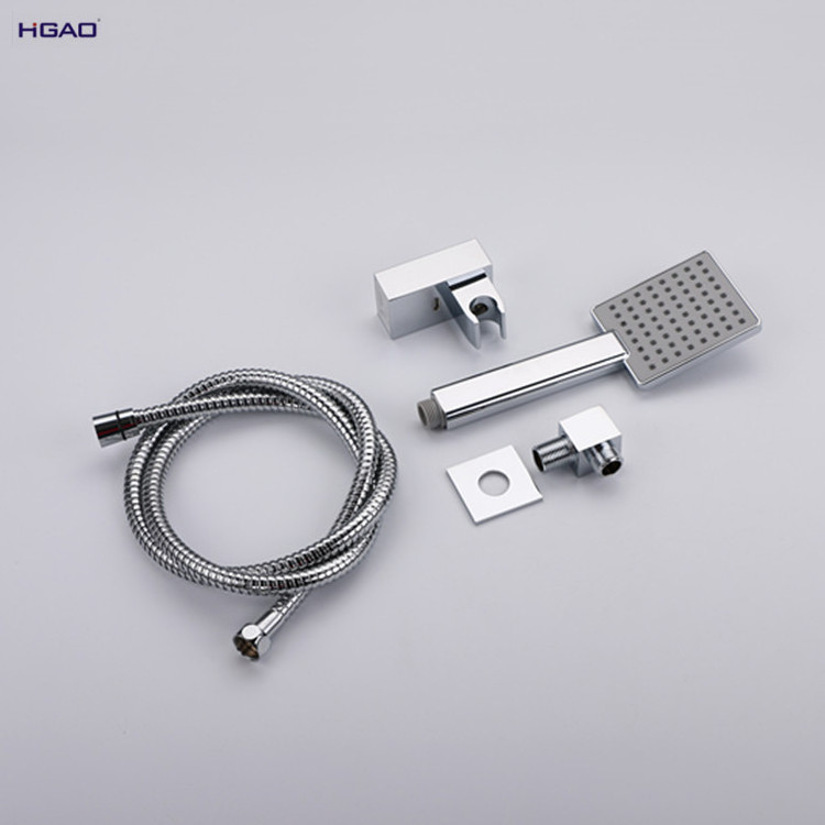 Concealed Wall Mounted Bathroom Shower faucet With Square Ceiling Mounted Shower Head & 3 button control for water switch