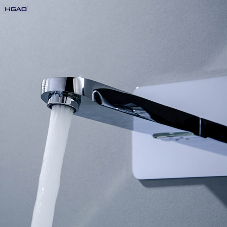 Chrome Water Tap Hidden Wall Mounted Basin Mixer Bathroom Faucet One Handle Copper Hot Cold Mixer Water Single Handle Ceramic