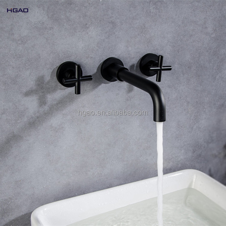 2 Handles Control Mixer Nickel Brush Chrome Wall Mounted for Tap Black Toilet Bathroom Washing Basin Concealed Faucet Ceramic