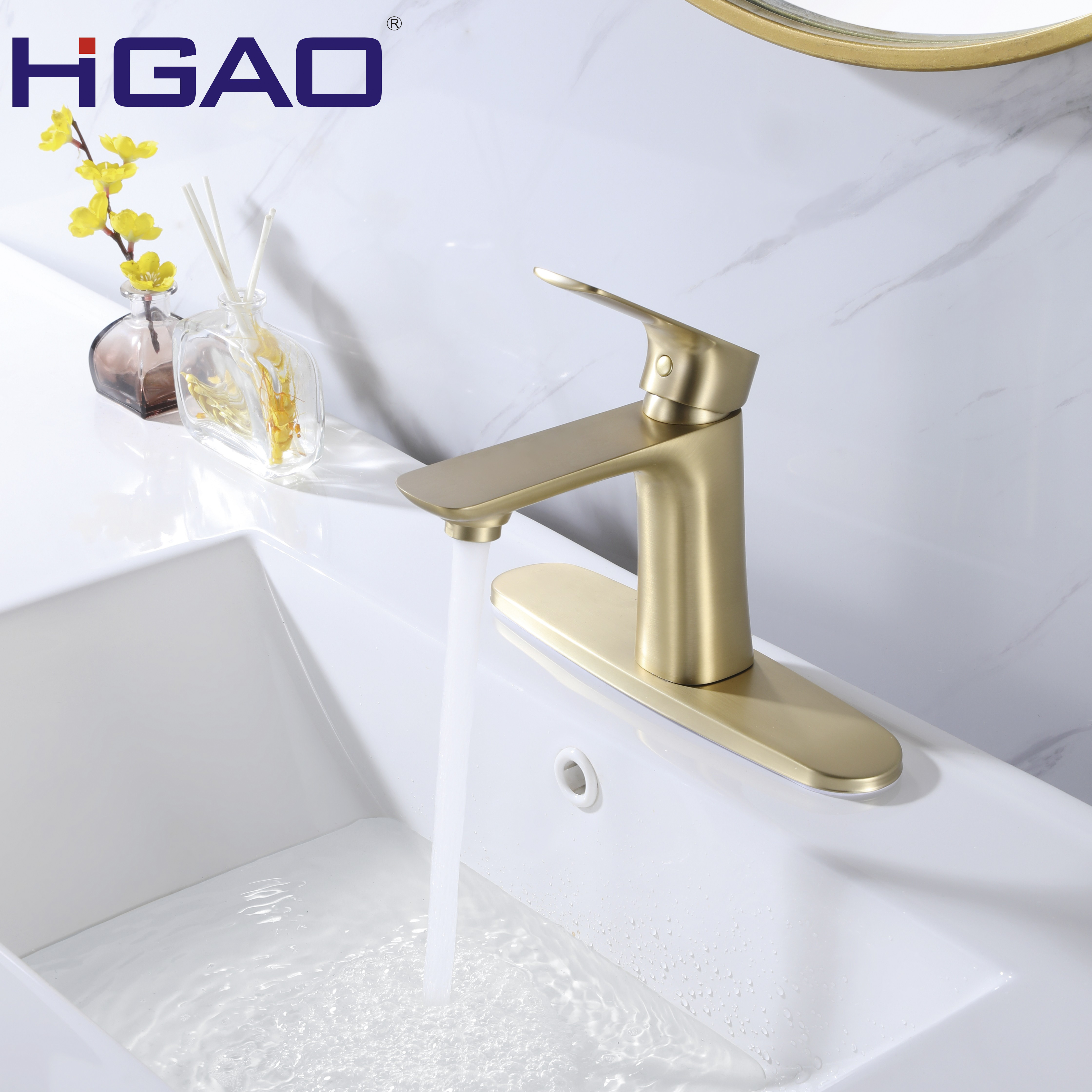 Luxury Smart Stainless Steel 304 Brushed Gold Sink Faucet Hot Cold Water Mixer Bathroom Lavatory Basin Faucets-Body Brass Zinc