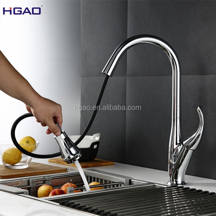 Kaiping Factory supply Hot and Cold Water tap Brass chrome plate Pull Out Kitchen Faucet with nice  antique handle