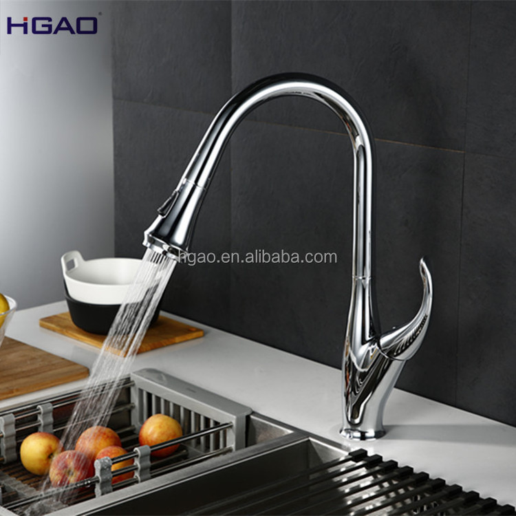 Kaiping Factory supply Hot and Cold Water tap Brass chrome plate Pull Out Kitchen Faucet with nice  antique handle