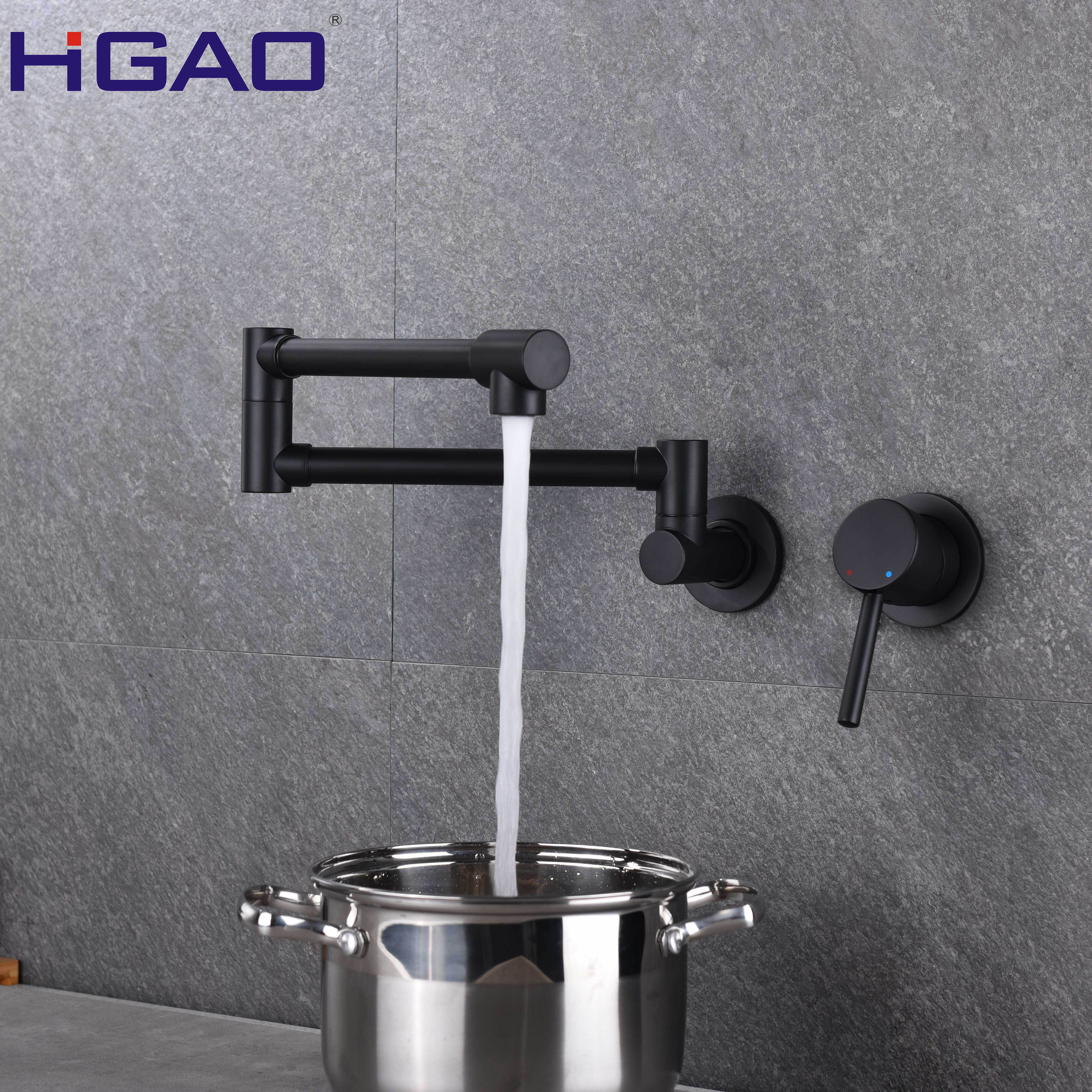 Wall Mount Pot Filler Faucet Nickel Brushed Folding Kitchen Sink Faucet Cold Water Faucet 304 Stainless Steel