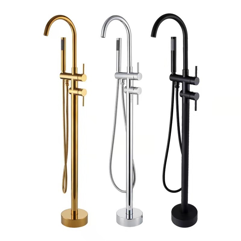 new arrival smart bathroom shower black color copper free standing bathtub mixer faucet