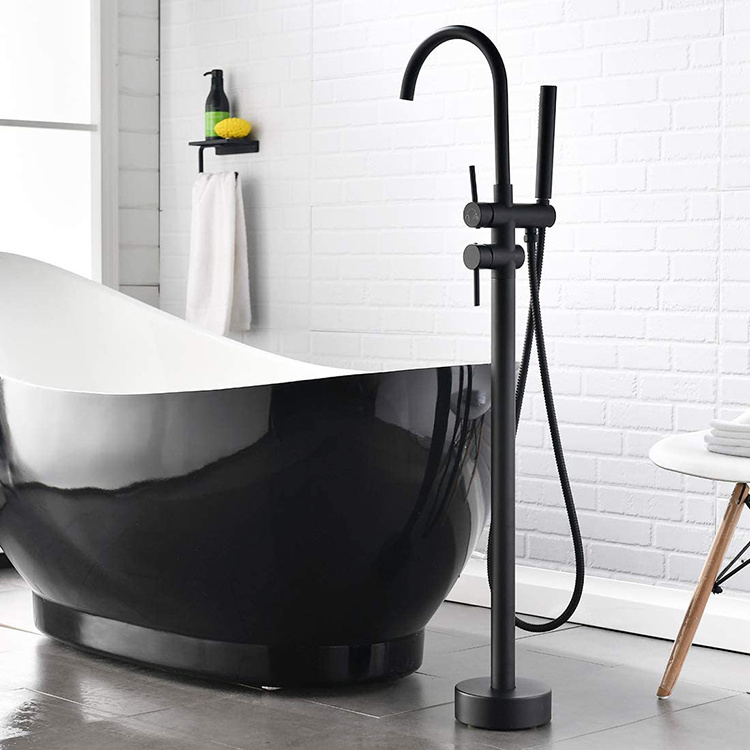 new arrival smart bathroom shower black color copper free standing bathtub mixer faucet