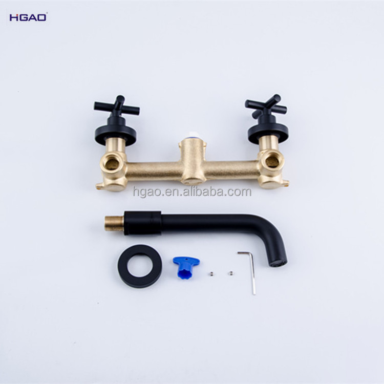 Jiangmen faucet factory  Modern Design In-wall Two Separated Handle Brass matt black bathroom faucet