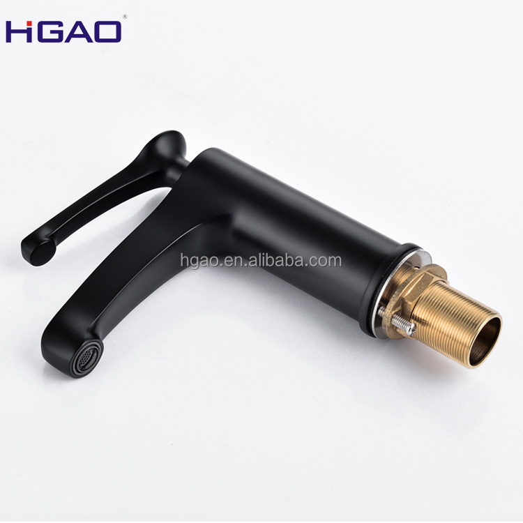 Matte Black Brushed Solid Brass Hot Cold Water Mixer Tap Bathroom Faucet Basin Mixer Faucet