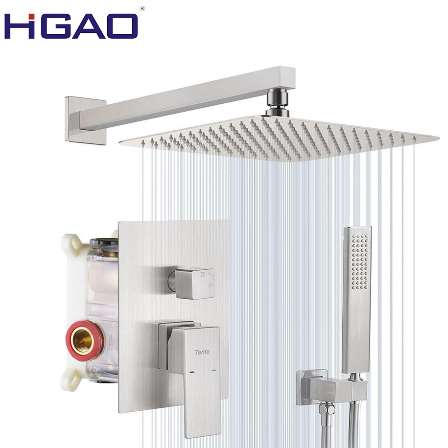 Wall Mount Chrome Rainfall Shower Faucet Set Smart Bathroom Waterfall System Concealed Brass Body Smart Concealed Shower Set